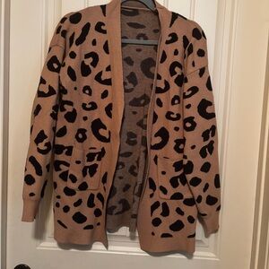Leopard Print Women's Sweater Cardigan